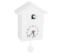 Jenngaoo Bird House Wall Clock with Bird Voice Call, Nordic Style Silent Pendulum Movement ABS Wall Decor for Living Room Bedroom Office (White)