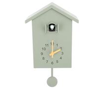 Jenngaoo Bird House Wall Clock with Bird Voice Call, Nordic Style Silent Pendulum Movement ABS Wall Decor for Living Room Bedroom Office (Green)
