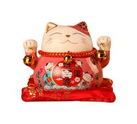 Jenngaoo Ceramic Lucky Cat, 4.5 Inch Waving Lucky Cat Statue Japanese Lucky Cat Figurine Beckoning Cat Ornately Decorate for Attract Wealth Business Opening(Pink)
