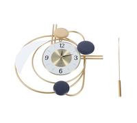 Jenngaoo Decorative Wall Clock, Swinging Gold Pendulum Design Large Silent Easy Read Modern Style Stainless Steel Alloy for Living Room Bedroom Office Home Decor