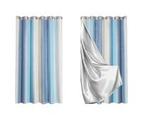 Jenngaoo Double-Layer Blackout Curtains, Rain-bow Stripe Cut-Out Star Blackout Super Soft Insulated Bedroom Curtains Mix Design of Fabric & Tulle Lace for Living Room, 3.2ft(W) x 6.4ft(L)(Dark Blue)