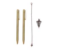 Jenngaoo Dowsing Rod Kit with Copper Handle, Retractable Telescopic Pole with Pendulum Pendant and Chain for Divination Water Dowsing Energy Work Paranormal Exploration