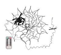 Jenngaoo Halloween Spider Web Lights with 8 LED Lighting Modes, Warm White Outdoor Decorative Web Lighting for Garden Hedges Fences Porches Wall Party Decor Spider Theme