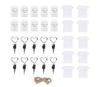 Jenngaoo Heart Shaped Wine Stopper DIY Craft Kit, 31 Piece Romantic Wedding Favor Set, Includes 10 Stoppers, 10 Cards, 10 Bags, 1 Rope for Jewelry Making, Keychains, Party Favors