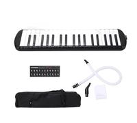 Jenngaoo Melodica 37 Key, Professional Wind Musical Instrument with Blowpipe for Beginner Adult Learner Practice Blue Pink Black (Black)