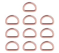 Jenngaoo Metal D Shape Rings, 10Pcs 3mm Extra Thick Zinc Alloy D Ring Semi-Circular D Ring Buckle Strap for Keychains Belts Hardware Bags Ring DIY (Rose Gold)