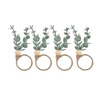 Jenngaoo Napkin Rings for Weddings, Decorative Leaf Flower Design, 4Pcs Metal Tableware Holder for New Years Parties, Daily Meals, Holiday Decorations (6640)