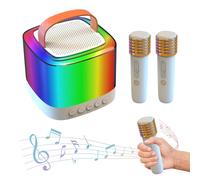 Jenngaoo Portable Bluetooth Karaoke Machine with 2 Wireless Mics, Voice Changer Effects, Hi-Fi Sound Quality & LED Party Lights for Home and Outdoor Use