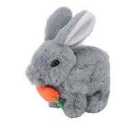 Jenngaoo Realistic Bunny Plush Toy, Interactive Electronic Hopping Rabbit with Sound Wiggle Ears Motion for Kids Birthday Gift Easter Present (Grey)