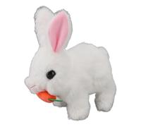 Jenngaoo Realistic Bunny Plush Toy, Interactive Electronic Hopping Rabbit with Sound Wiggle Ears Motion for Kids Birthday Gift Easter Present (White)