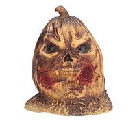 Jenngaoo Resin Pumpkin Head Light Ornament, Halloween Sculpture Home Decoration with Flashing Modes for Horror Theme Parties and Gothic Interior Design (B)