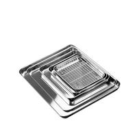 Jenngaoo Stainless Steel Flat Bottom Baking Tray with Mesh Set, Square Barbecue Plate with Cooling Rack Drip Pan 40-30-2.5cm 430 201 for Household Hotel Restaurant Use (26-20-2.5cm)
