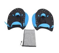 Jenngaoo Swim Training Hand Paddles, Adjustable Silicone Polypropylene Flippers with Perforated Holes and Mesh Bag for Stroke Efficiency, Teens Adults Swimming Aid (L)