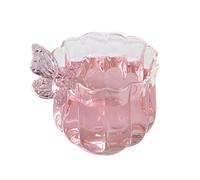 Jenngaoo Transparent Tea Cup Set with Saucer, Ribbed Drinking Glasses Butterfly Decoration 3D Butterfly Coffee Mugs Flower Tea Cup for Milk Tea Juice Coffee (Lotus Single Cup)