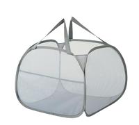 Jenngaoo Up Laundry Basket, Foldable Hamper 90L Breathable Mesh with Handle and Side Pocket for Clothes Storage in Bedroom Bathroom Dorm Travel (Grey)