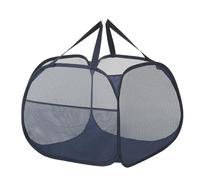 Jenngaoo Up Laundry Basket, Foldable Hamper 90L Breathable Mesh with Handle and Side Pocket for Clothes Storage in Bedroom Bathroom Dorm Travel (Dark Blue)