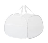 Jenngaoo Up Laundry Basket, Foldable Hamper 90L Breathable Mesh with Handle and Side Pocket for Clothes Storage in Bedroom Bathroom Dorm Travel (White)