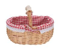 Jenngaoo Wicker Picnic Basket, Hand Woven Hamper with Removable Liner and Handle for Outdoor Camping Wedding Gathering Easter (Red Plaid)