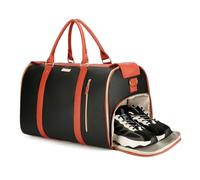 Jenni Bag Travel Bag 2.0,Foldable Travel Bag with Wheels,PU Leather 2 in 1 Hanging Suitcase Travel Bags, Waterproof Convertible Travel Garment Bag(Basic, Black)