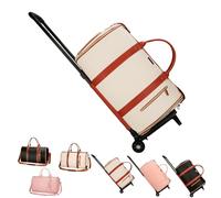 Jenni Bag Travel Bag with Wheels, Garment Bags for Travel,Stylish Carry On Garment Bag with Toiletry Pocket, Shoulder Strap and Shoes Compartment, 2 in 1 Foldable PU Leather Duffle Bag(Roller, White)