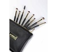 JENNI V Premium Travel Makeup Brushes Set - 14 Pc Mini Makeup Brushes with Handmade Leather Case - Portable Travel Makeup Brush Set with Holder - Travel Size Makeup Products for Blush, Foundation