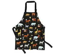 Jennice House Kids Aprons Pure Cotton Children Artists Aprons with Adjustable Neck Strap Cute Child Chef Aprons for Boys and Girls Cooking Baking Painting Aprons in 2 Sizes(Black 2, Large)