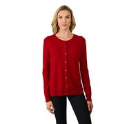 JENNIE LIU Women's 100% Cashmere Button Front Long Sleeve Crewneck Cardigan(M, Red)