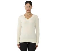 JENNIE LIU Women's 100% Pure Cashmere Long Sleeve Ava V Neck Pullover Jumper(M, Cream)