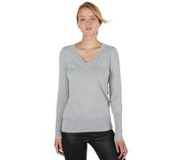 JENNIE LIU Women's 100% Pure Cashmere Long Sleeve Ava V Neck Pullover Jumper(XL, Grey)