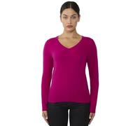 JENNIE LIU Women's 100% Pure Cashmere Long Sleeve Pullover V Neck Jumper(XL, Berry)