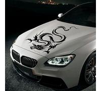 JenNiFer Car Hood Body Vinyl Graphic Wrap Decal Dragon Sticker Black Racing Sport Reflect - Blue