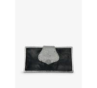 Jennifer Gibson Jewellery Womens Black Silver Pre-loved Crystal-embellished Oblong Leather Purse 1 Size