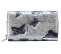 Jennifer Jones Women's Leather Purse Large Purse with Multiple Compartments with RFID Protection Butterfly Motif, silver