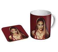 Jennifer Lopez J Lo Red Ceramic Coffee MUG + Coaster Gift Set …