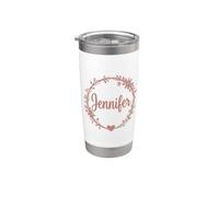 Jennifer Name Art Monogram Floral Wreath Boho Aesthetic Stainless Steel Insulated Tumbler