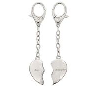Jennifer Ulisse Custom Personalised Joining Heart Keyring Laser Engraved with a Name on Each Heart. Couples, Valentines, Romantic Gift.