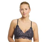 Jenny Jen Katie Triangle Bralette for Women, Unpadded and Unlined Wireless Bra, Perfect Adjustable Everyday Lace Lingerie (Medium, Charcoal Grey/Blush)