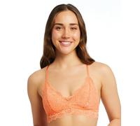 Jenny Jen Katie Triangle Bralette for Women, Unpadded and Unlined Wireless Bra, Perfect Adjustable Everyday Lace Lingerie (Medium, Tangerine)