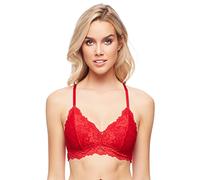Jenny Jen Katie Triangle Bralette for Women, Unpadded and Unlined Wireless Bra, Perfect Adjustable Everyday Lace Lingerie (Medium, True Red)
