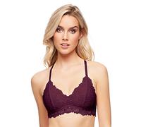 Jenny Jen Katie Triangle Bralette for Women, Unpadded and Unlined Wireless Bra, Perfect Adjustable Everyday Lace Lingerie (Large, Burgundy)
