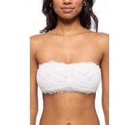 Jenny Jen Women's Amber Bandeau Bra with Adjustable Straps, Unpadded & Unlined Wireless Tube Top Bralette, Everyday Lingerie (Large, White)