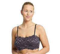 Jenny Jen Women's Amber Bandeau Bra with Adjustable Straps, Unpadded & Unlined Wireless Tube Top Bralette, Everyday Lingerie (Large, Charcoal Grey/Blush)