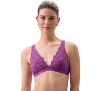 Jenny Jen Women's Ivy Lace Bralette with Adjustable Straps, Unpadded Unlined Wireless Plunge Bra, Perfect Everyday Lingerie (Large, Berry)