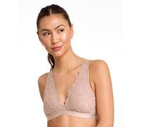 Jenny Jen Women's Ivy Lace Bralette with Adjustable Straps, Unpadded Unlined Wireless Plunge Bra, Perfect Everyday Lingerie (XX-Large, Moonshell)