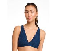 Jenny Jen Women's Ivy Lace Bralette with Adjustable Straps, Unpadded Unlined Wireless Plunge Bra, Perfect Everyday Lingerie (XX-Large, Navy)