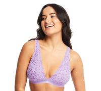 Jenny Jen Women's Ivy Lace Bralette with Adjustable Straps, Unpadded Unlined Wireless Plunge Bra, Perfect Everyday Lingerie, XX-Large, Pastel Lilac/Orchid