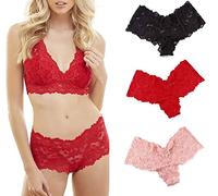 Jenny Jen Zoe 3-Pack Lace Hipster Underwear for Women, Cheeky Stretch Bikini Panties Set (X-Large, Multipack)