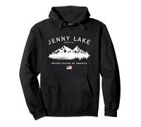 Jenny Lake Wyoming USA American Flag Mountains Pullover Hoodie