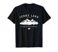 Jenny Lake Wyoming USA American Flag Mountains T-Shirt