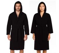 Jenny Sesal - Bathrobe for Men and Women in Soft, Lightweight, Space-saving, Quick Drying Microfibre with Hood, Pockets, Belt Loops and Hook (IT, Text, XL, Regular, Regular, Black)